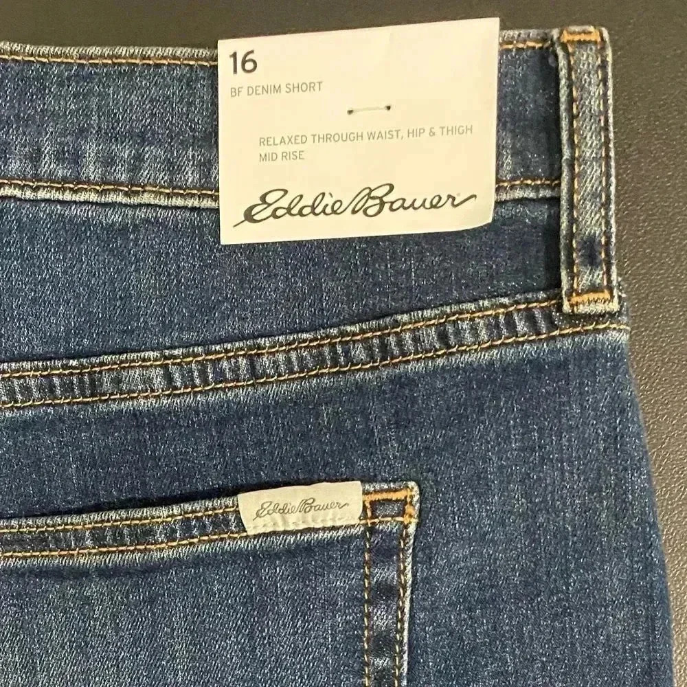 New Eddie Bauer Boyfriend Jean Shorts Plus Size Stretch - Picture 5 of 11